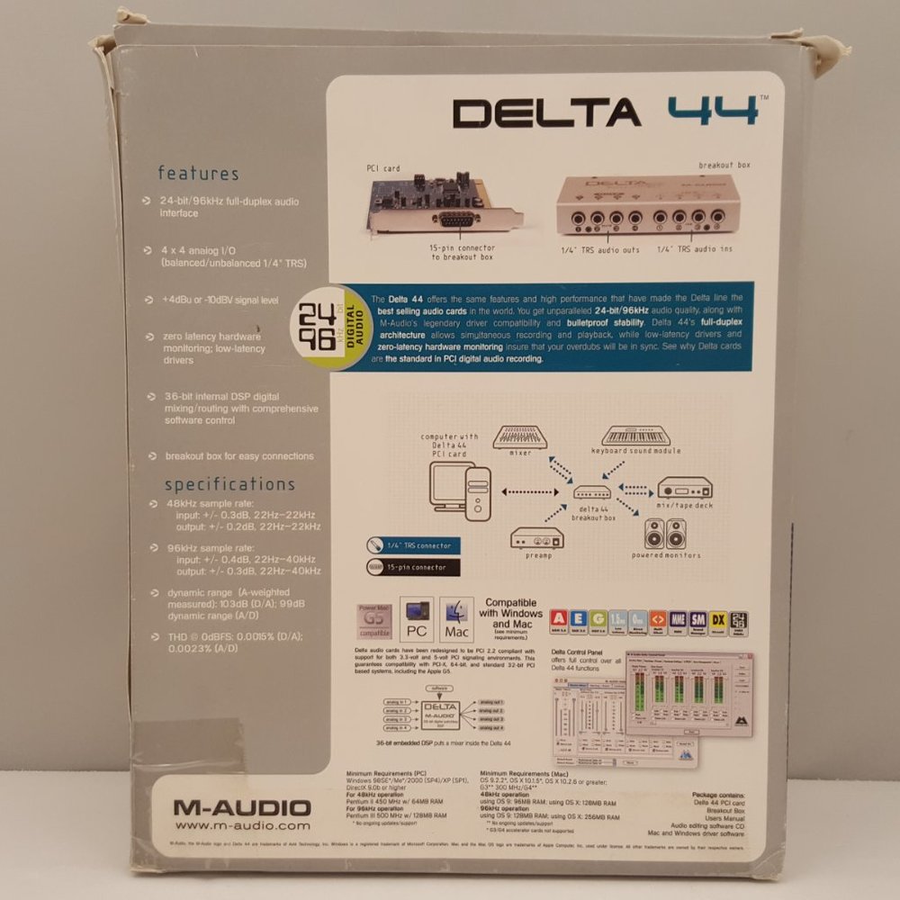 M-AUDIO Delta 44 Professional 4 In / 4 Out Audio Card & Breakout Box Part Used - Picture 11 of 13